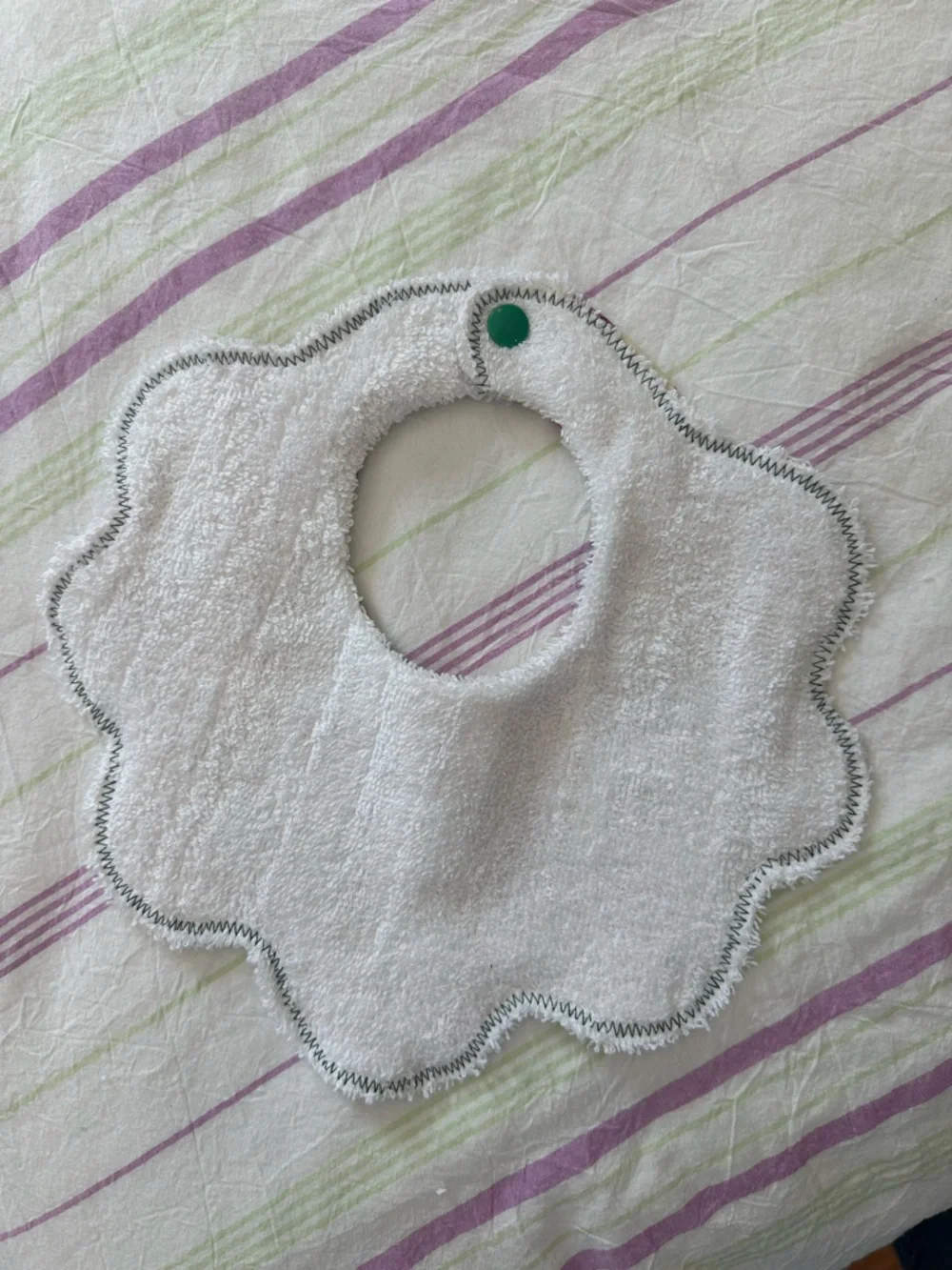 Baby Scalloped Bib with Colorful Fruit Print - Cream